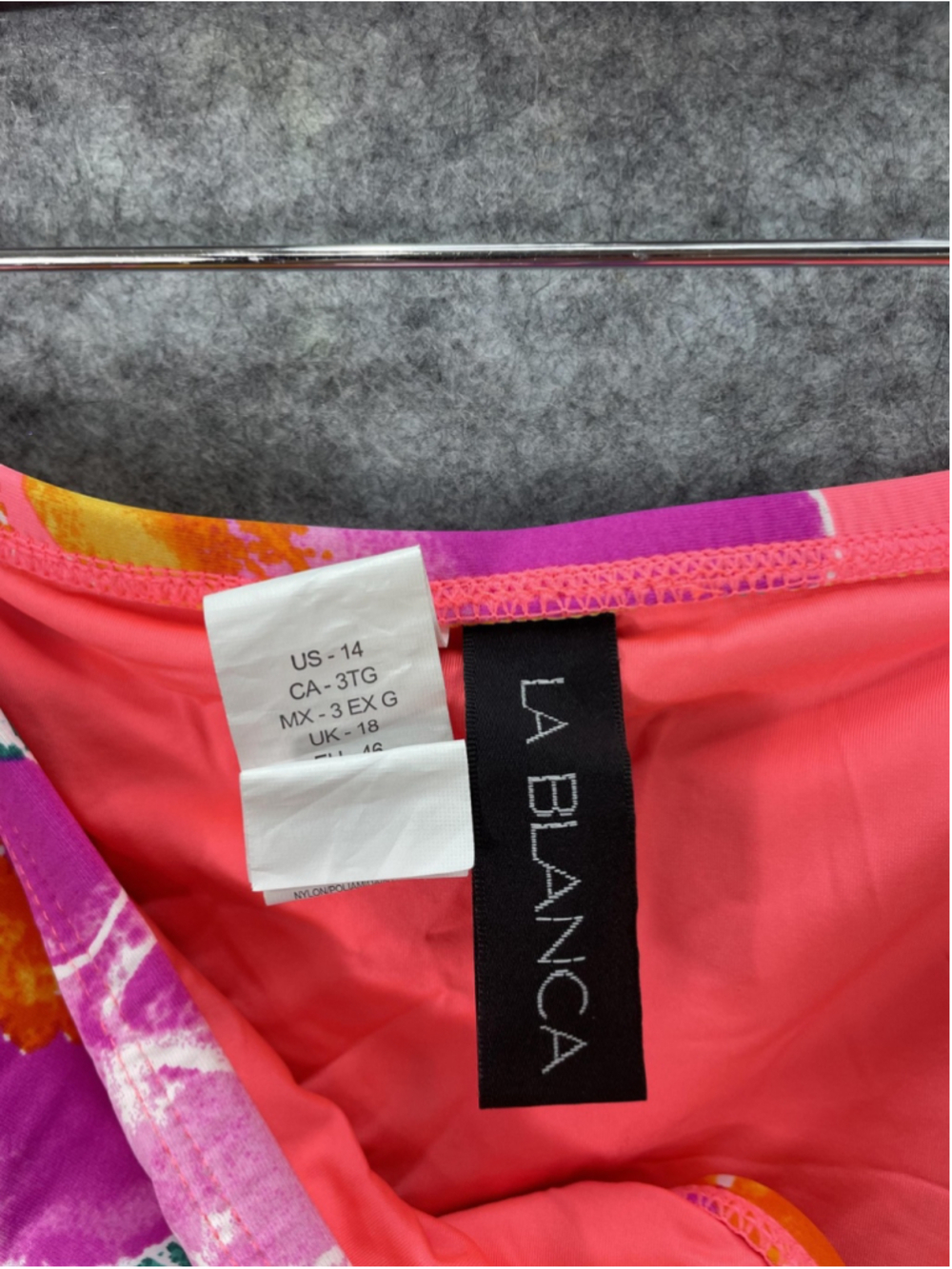 La Blanca Swim Skirt Womens 14 Pink Floral Ruffle Built In Brief Tropical Print - Picture 7 of 11